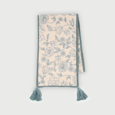 Rosabelle Chintz Teal Table Runner