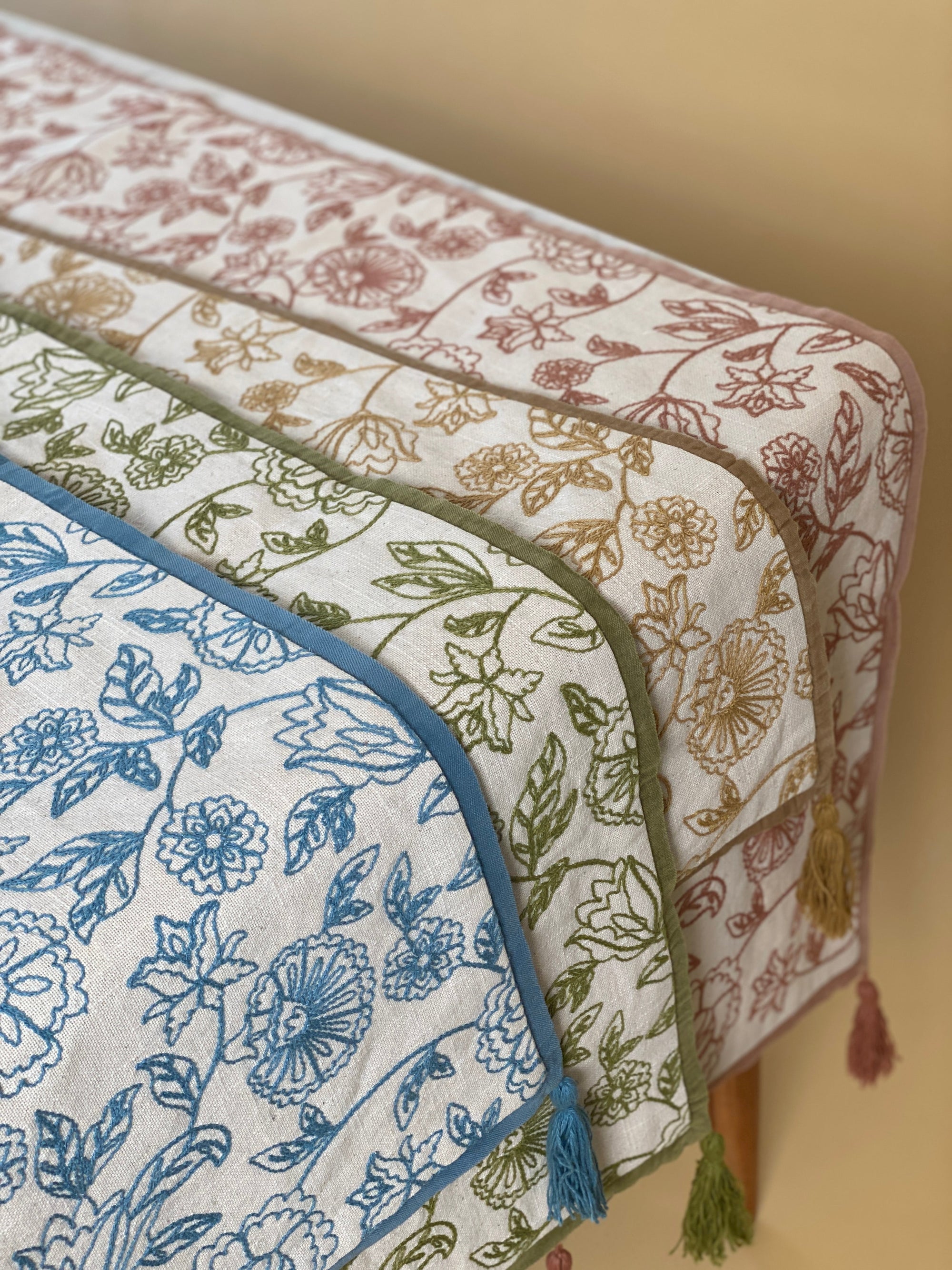 Rosabelle Chintz Teal Table Runner