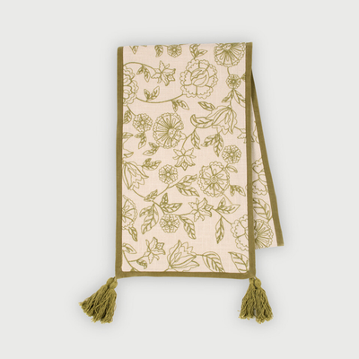 Rosabelle Chintz Olive Table Runner