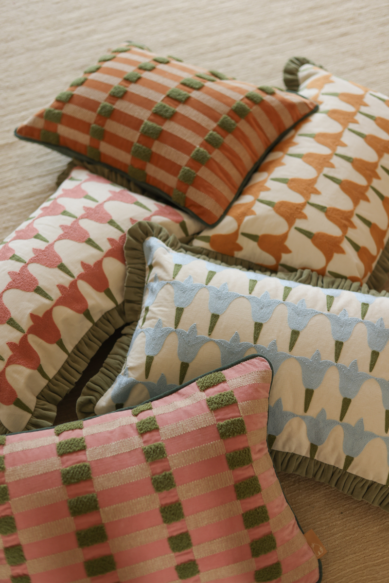 Pine Rose Oblong Cushion Cover