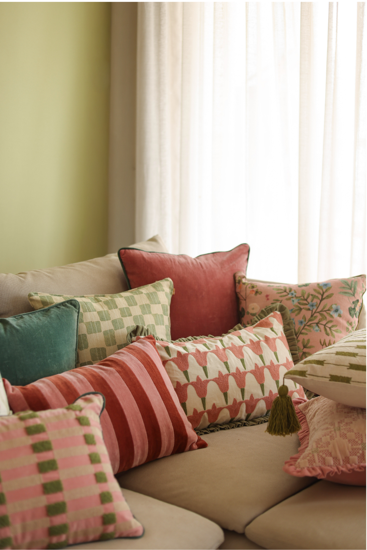 Pine Rose Oblong Cushion Cover