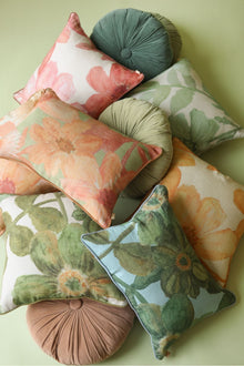 Wildflower Olive Linen Cushion Cover