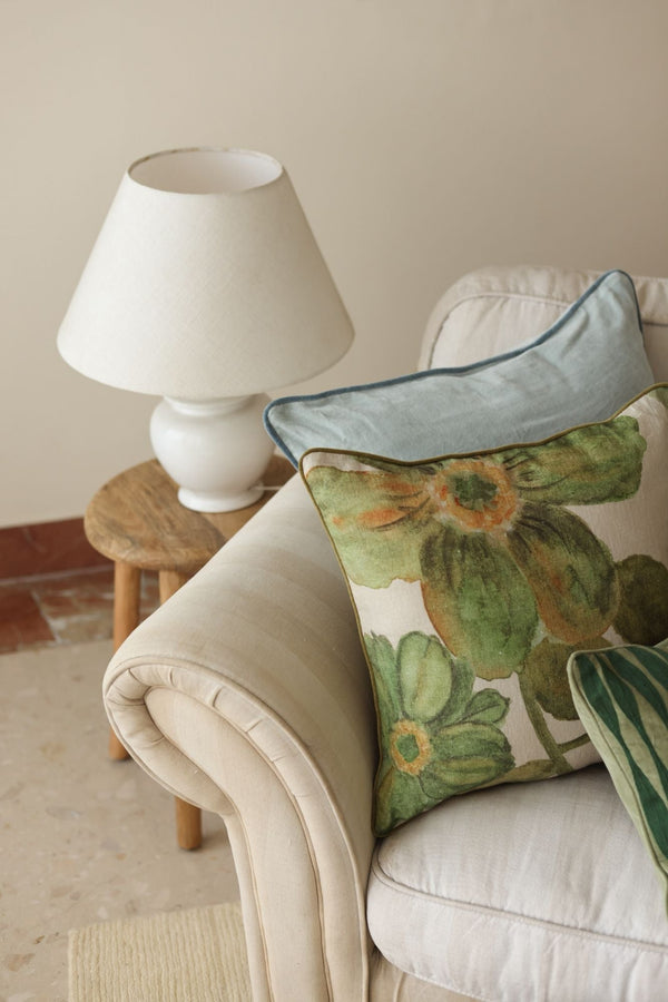 Wildflower Olive Linen Cushion Cover