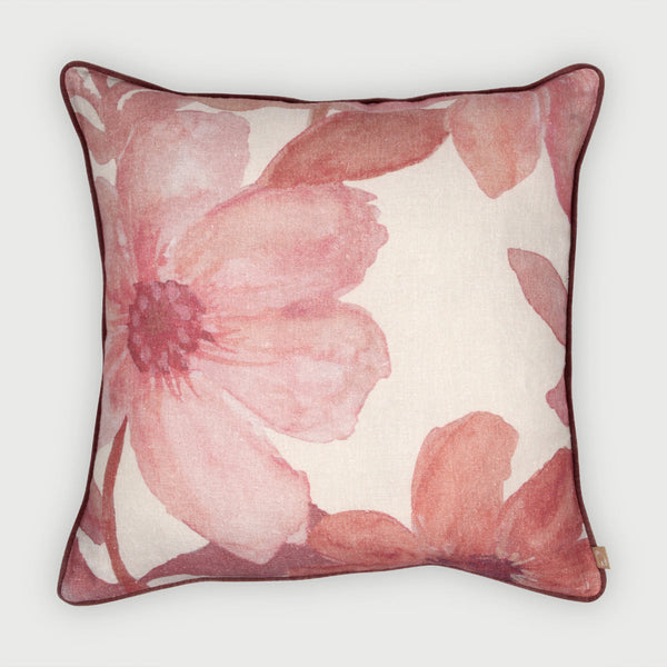 Wildflower Rose Linen Cushion Cover