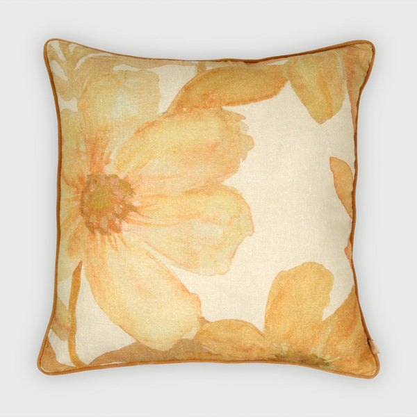 Wildflower Peach Linen Cushion Cover