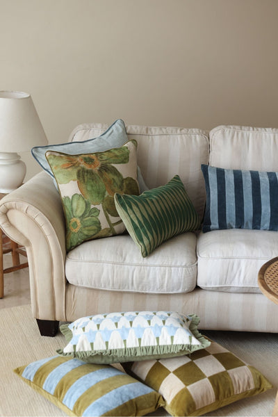Willow Olive Striped Oblong Cushion Cover