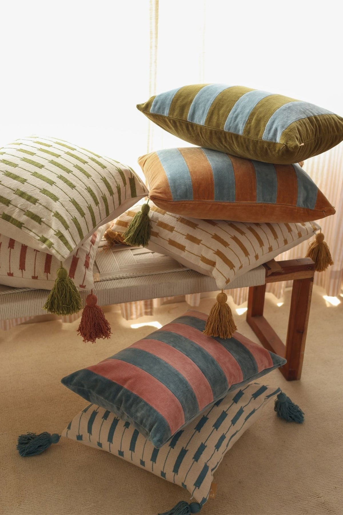 Willow Melon Striped Oblong Cushion Cover