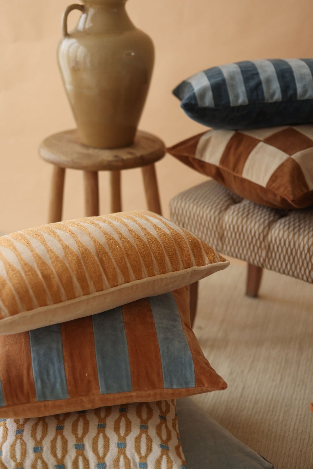 Willow Melon Striped Oblong Cushion Cover