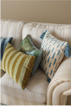 Holly Olive Striped Oblong Cushion Cover