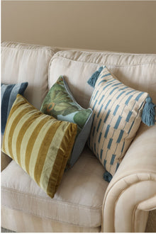 Holly Olive Striped Oblong Cushion Cover