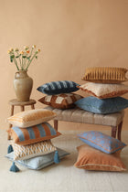 Holly Azure Striped Oblong Cushion Cover