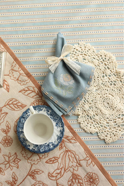Florette Soft Blue Cross Stitch Napkins-Set of 2