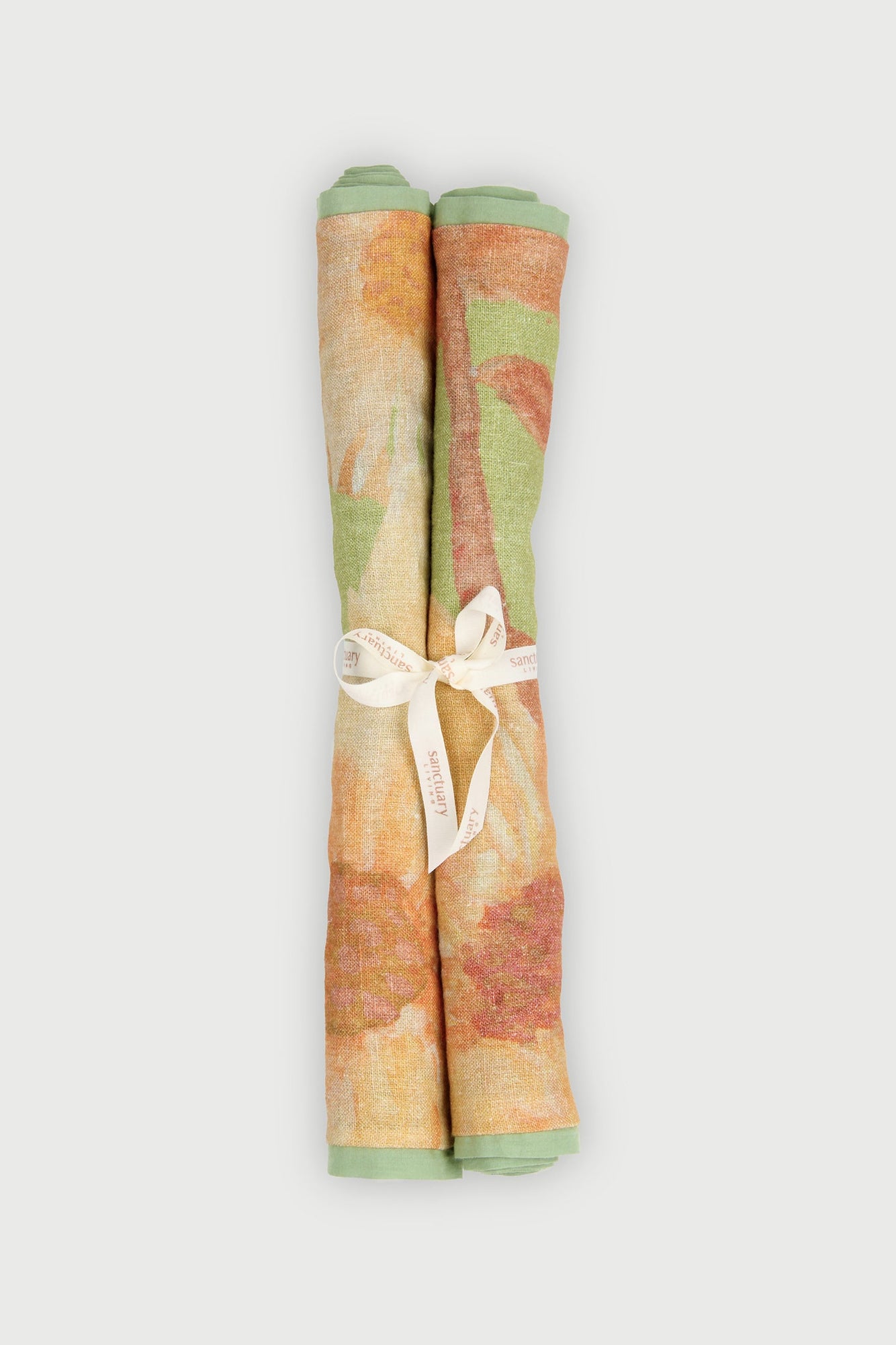 Wildflower Coral Linen Table Mats-Set of 2