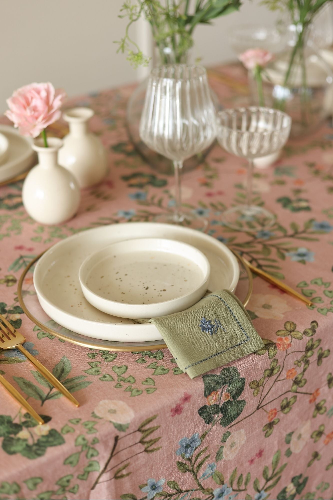 Thistle Moss Green Table Napkins-Set of 2