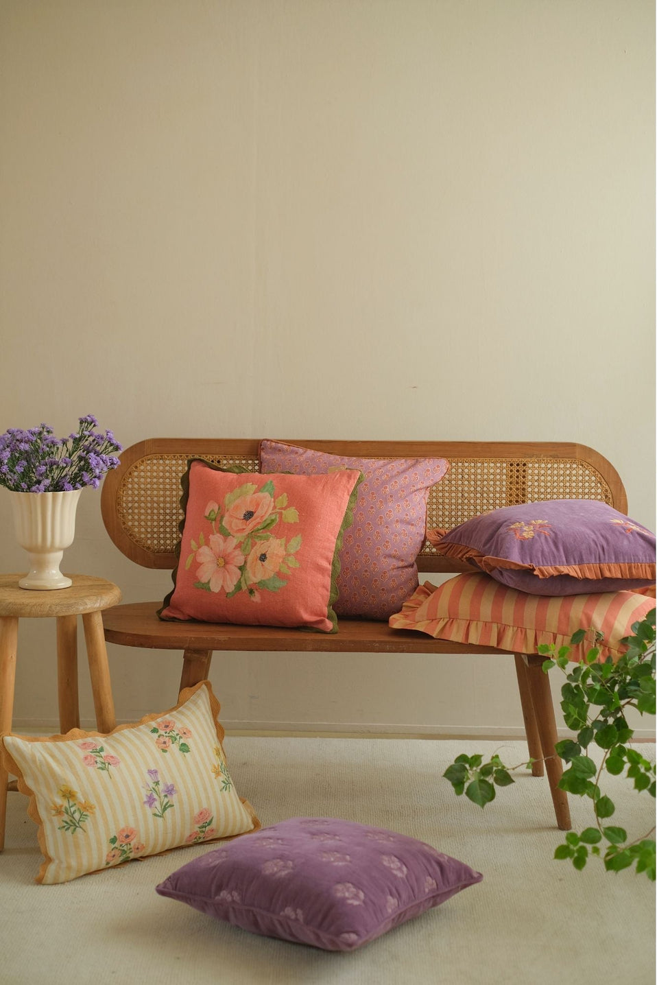Viola Lavender Cotton Cushion Cover