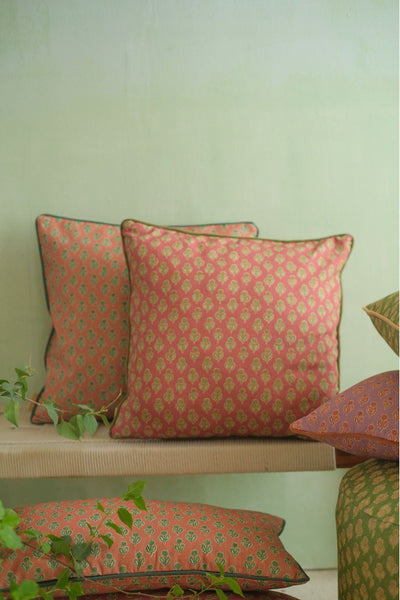 Viola Carmine Cotton Cushion Cover