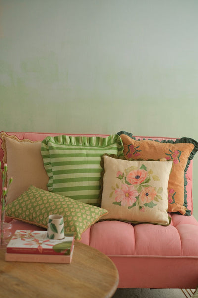 Viola Forest Green Cotton Oblong Cushion Cover