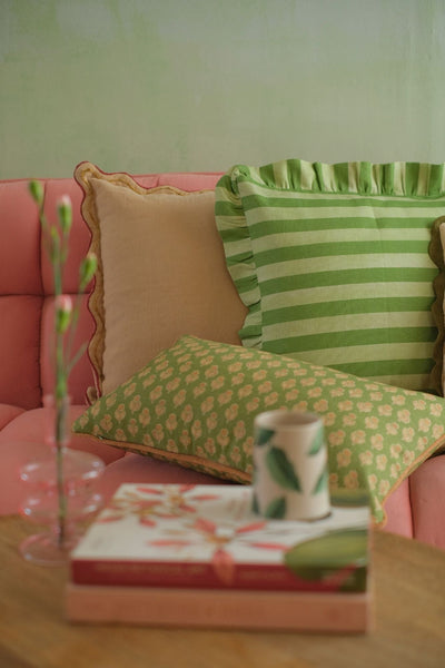 Viola Forest Green Cotton Oblong Cushion Cover