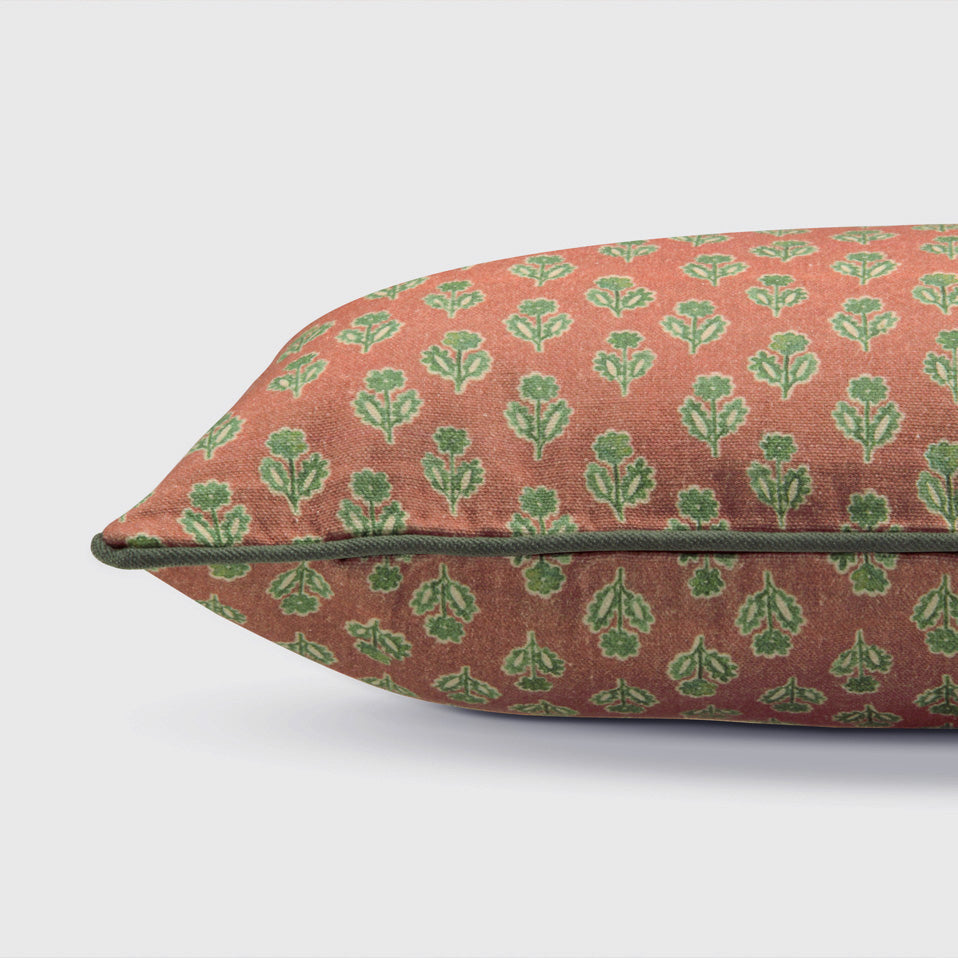 Viola Terracotta Cotton Oblong Cushion Cover