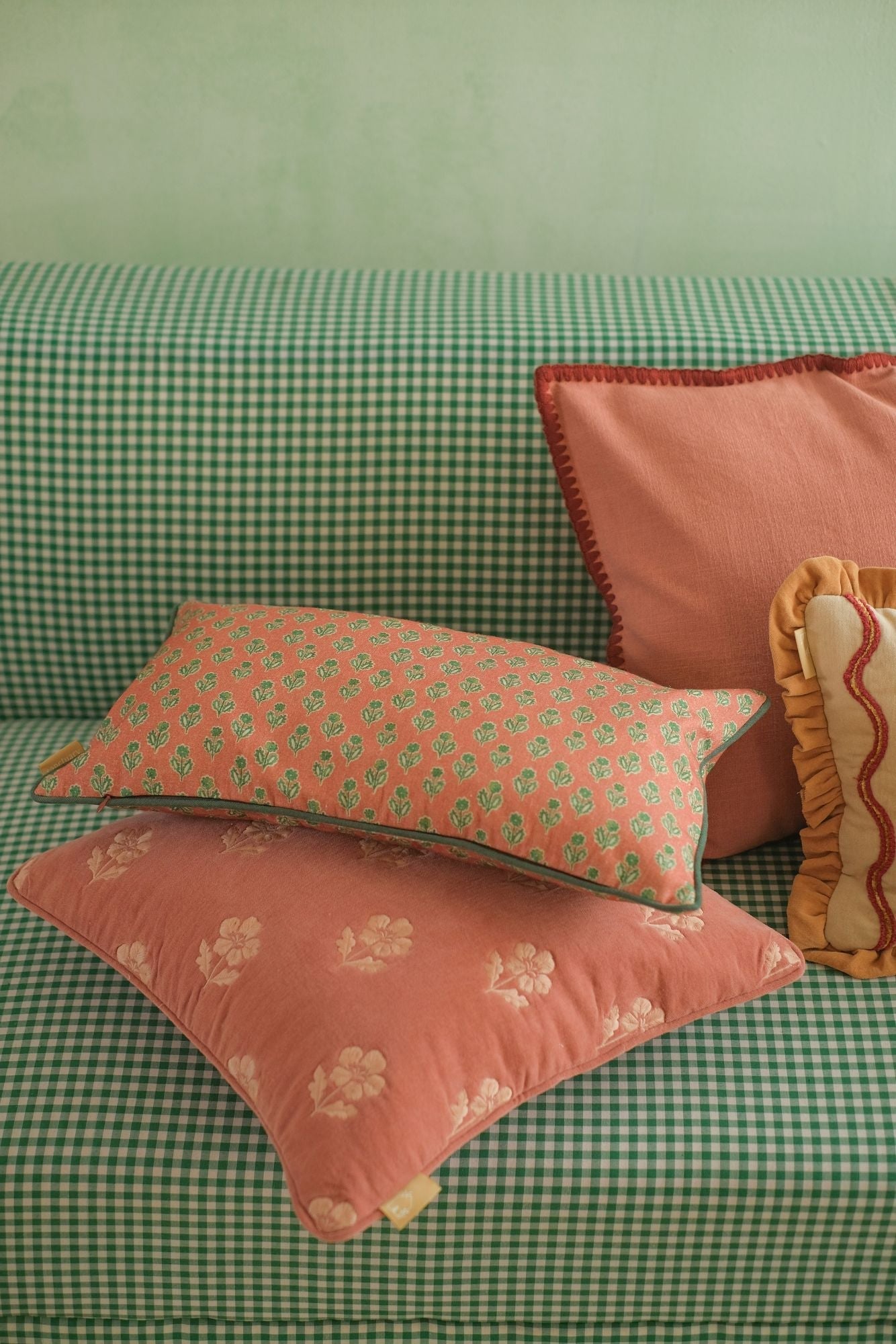 Viola Terracotta Cotton Oblong Cushion Cover