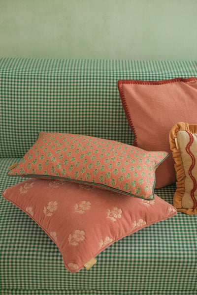 Viola Terracotta Cotton Oblong Cushion Cover