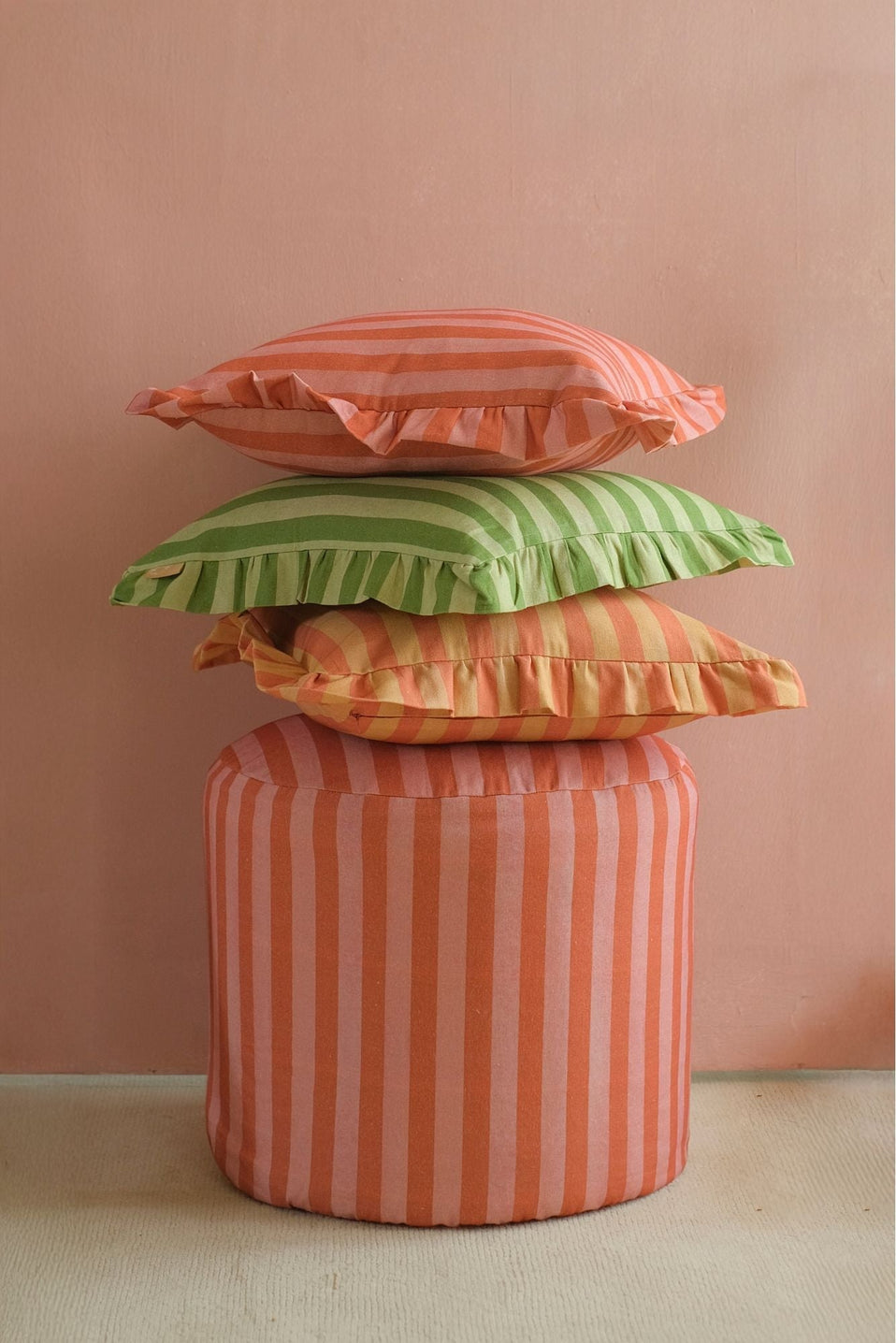 Linea Ruffle Forest Green Cotton Cushion Cover