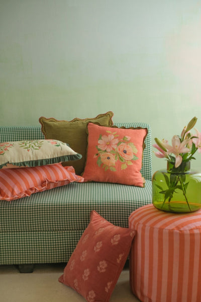 Linea Ruffle Dusty Rose Cotton Oblong Cushion Cover