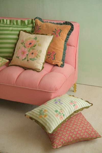 Sienna Amber Embroidered Velvet Cushion Cover