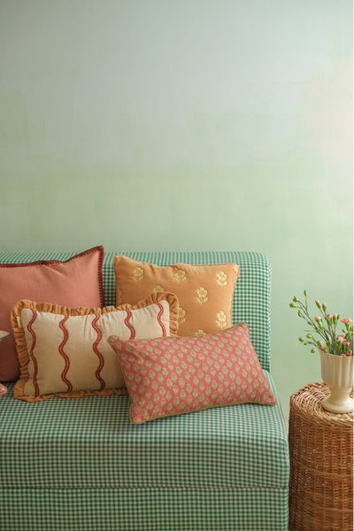 Lucia Amber Embroidered Velvet Cushion Cover