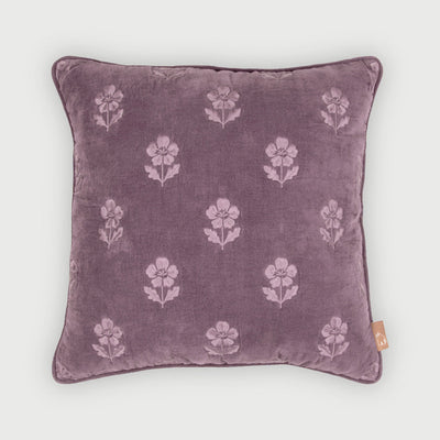 Lucia Lavender Embroidered Velvet Cushion Cover