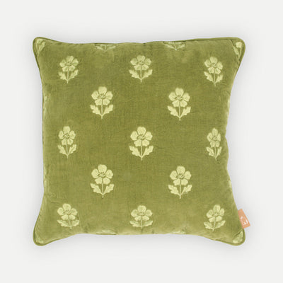 Lucia Forest Green Embroidered Velvet Cushion Cover