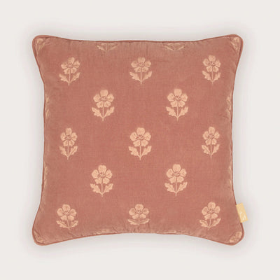 Lucia Dusty Rose Embroidered Velvet Cushion Cover