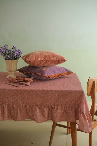 Lucia Dusty Rose Embroidered Velvet Cushion Cover