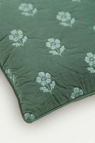 Lucia Eucalyptus Embroidered Velvet Cushion Cover