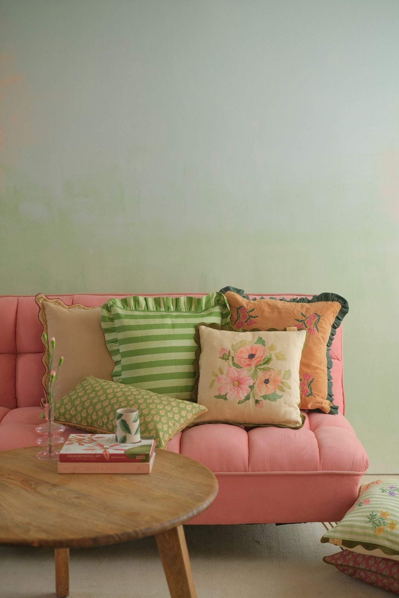 Aurora Scallop Oatmeal Embroidered Oblong Cushion Cover