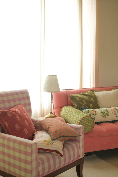 Sofia Forest Green Embroidered Cotton Cushion Cover
