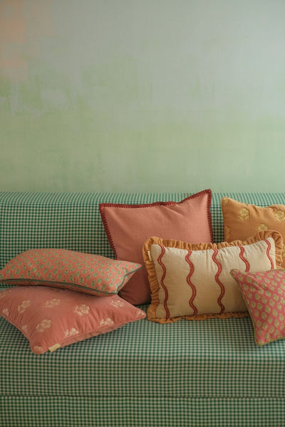 Sofia Dusty Rose Embroidered Cotton Cushion Cover