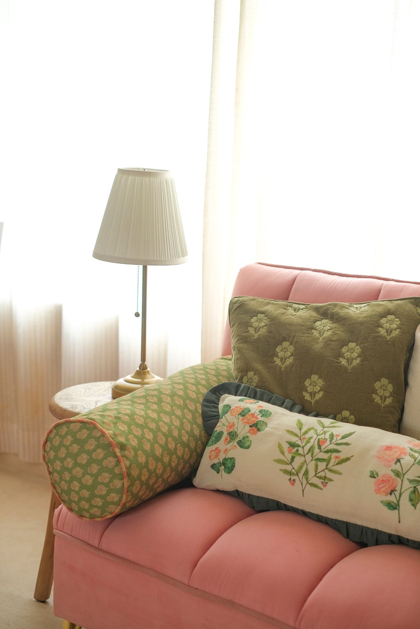 Viola Forest Green Cotton Bolster Cover