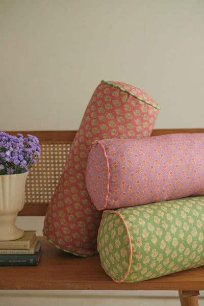 Viola Carmine Cotton Bolster Cover