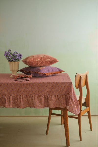 Viola Ruffle Lavender Cotton Table Cover