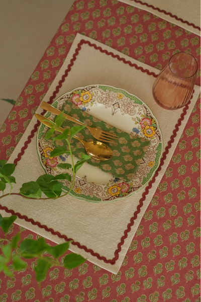 Clara Carmine Cotton Table Mats-Set of 2