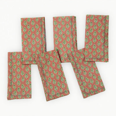 Viola Terracotta Cotton Table Napkins-Set of 6
