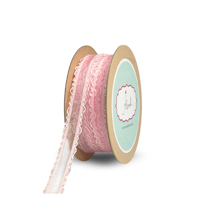 Sheer Ribbon with White Scalloped Edge