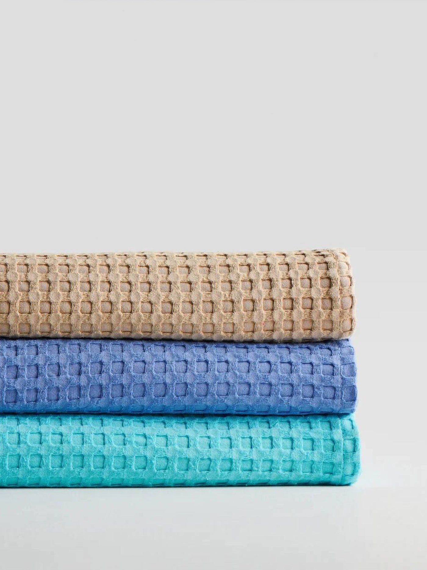 Pebble Cotton Waffle XL Bath Towel Aqua