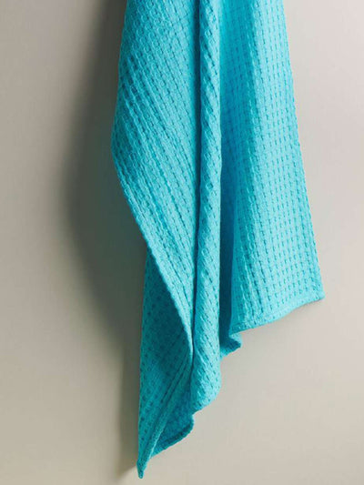 Pebble Cotton Waffle Bath Towel Aqua