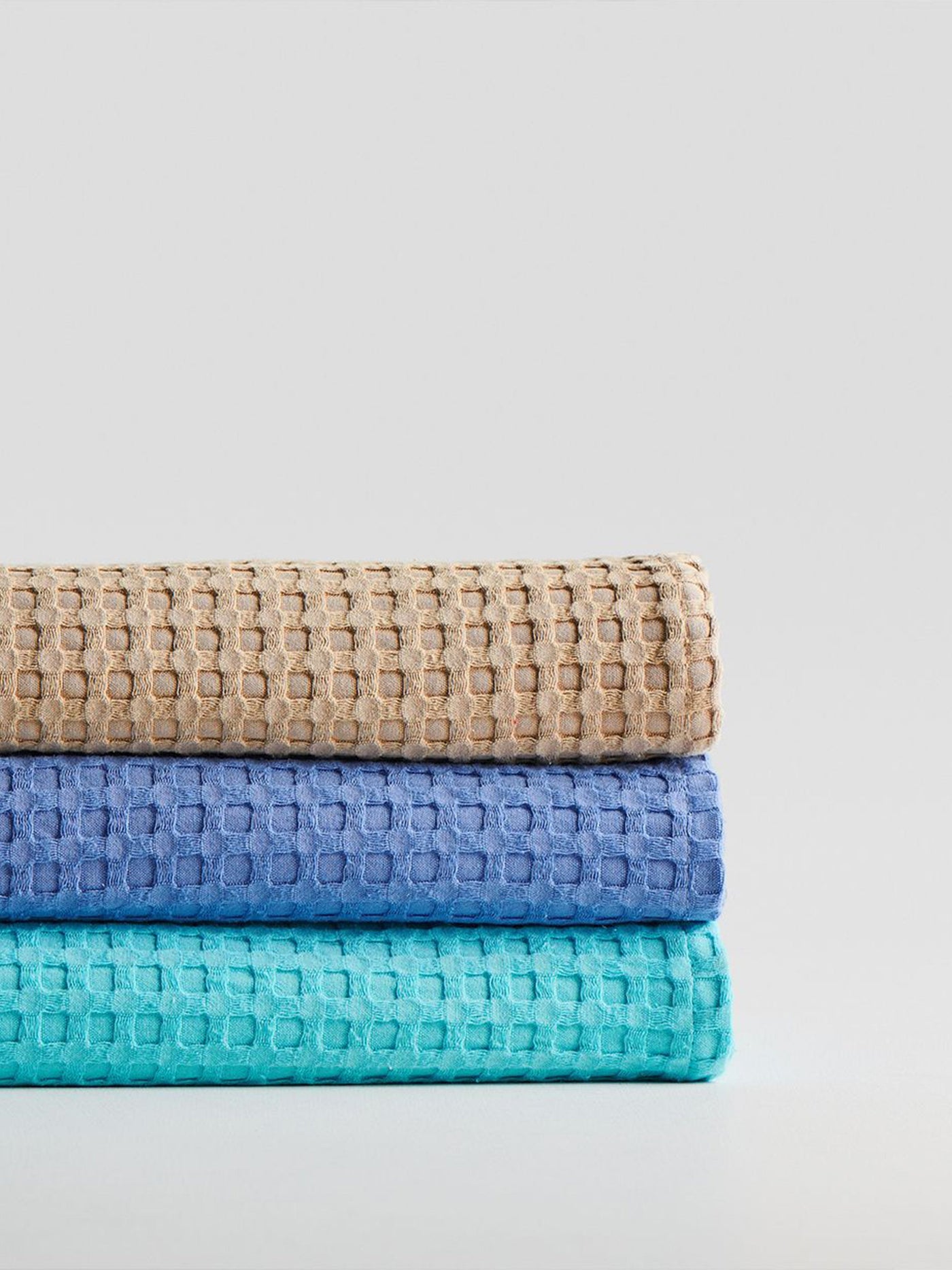 Pebble Cotton Waffle Bath Towel Aqua