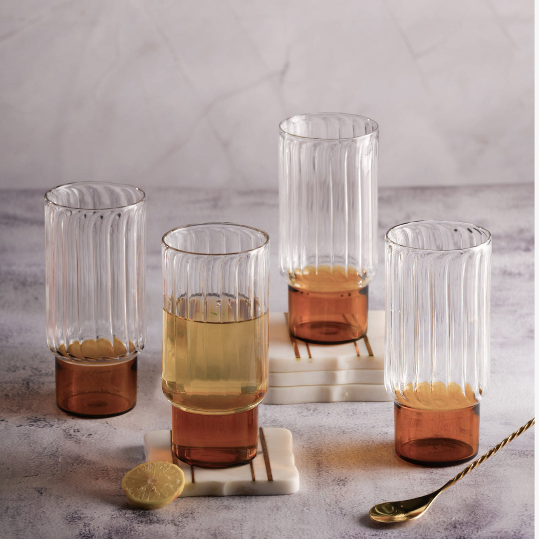 Gift Box: Highball Block Glass (Amber)