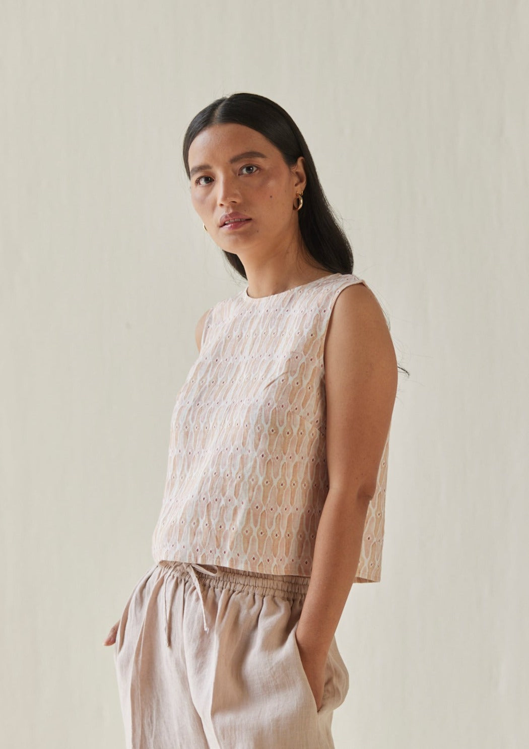 Sakura Mosaic Blush Boatneck Top