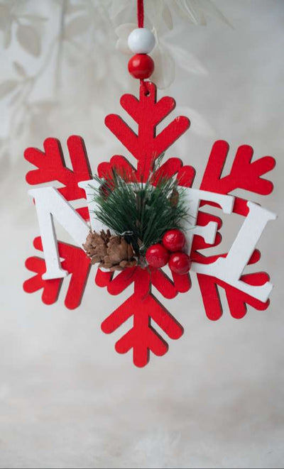Red Snowflake Hanging Ornament with NOEL Letters_CC128
