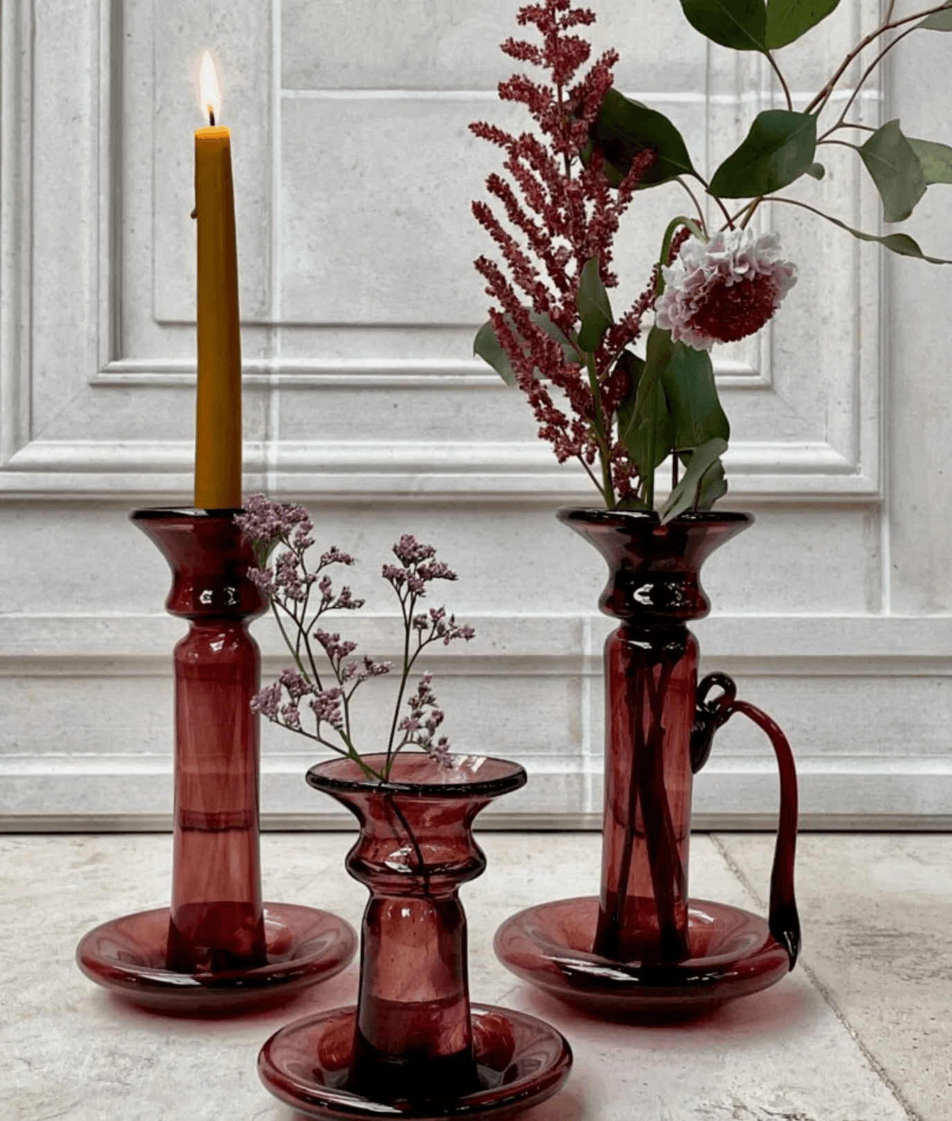 Porta Candele With Handle Framboise